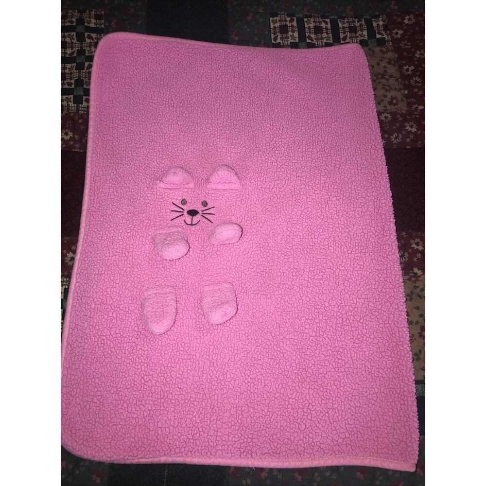 Chick Pea Baby Girl Pink Sherpa Fleece 3d Cat Bunny‎ Rabbit Puppy Dog Blanket